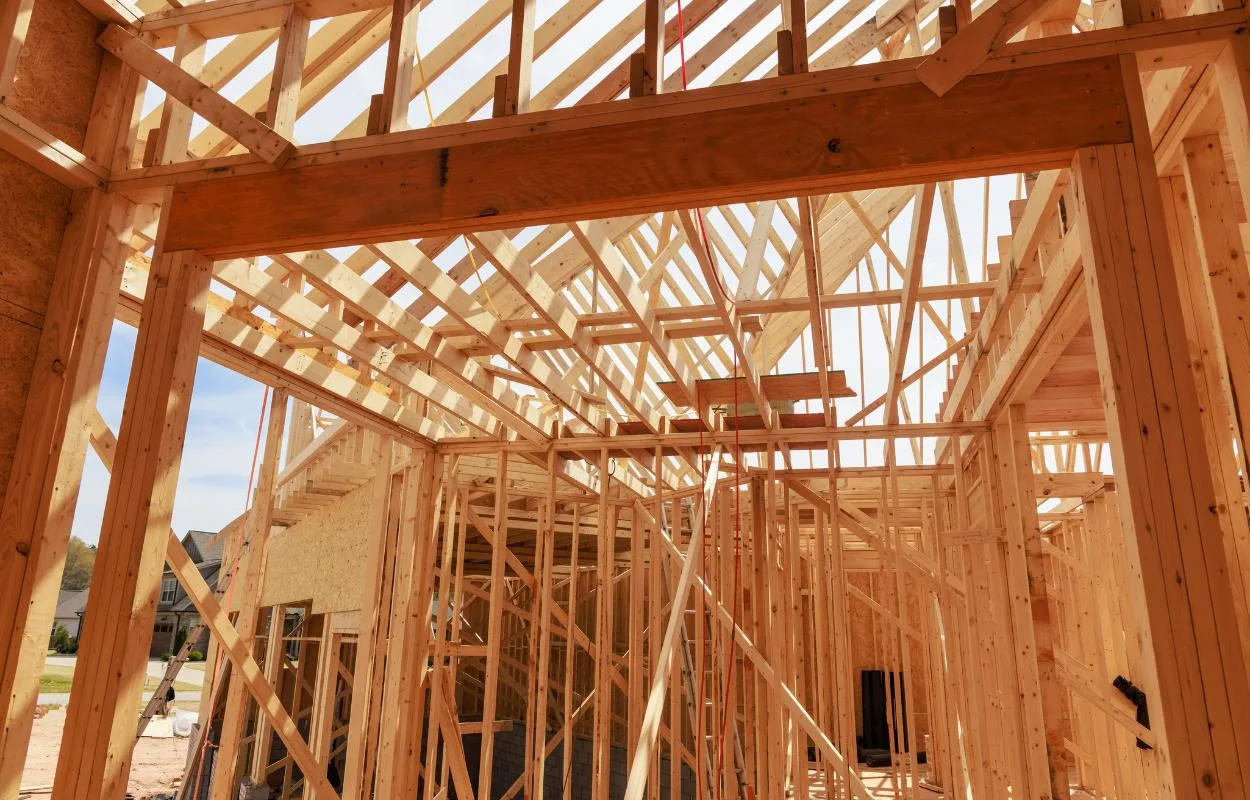 Professional structural wood framing for a new construction in Wilsonville